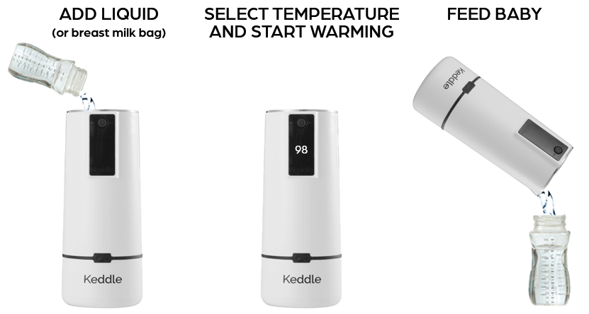 To warm a baby bottle, add breast milk, breast milk bag or formula, set the temperature and start warming. 