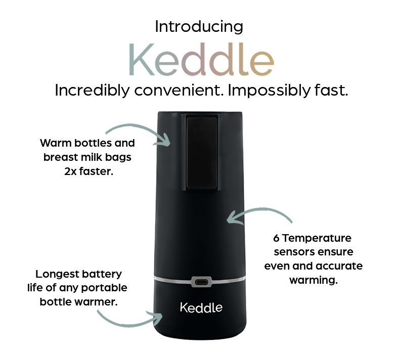 Introducing the Keddle by BisbeeBaby. The Keddle is the world's fastest and longest lasting portable bottle warmer. 